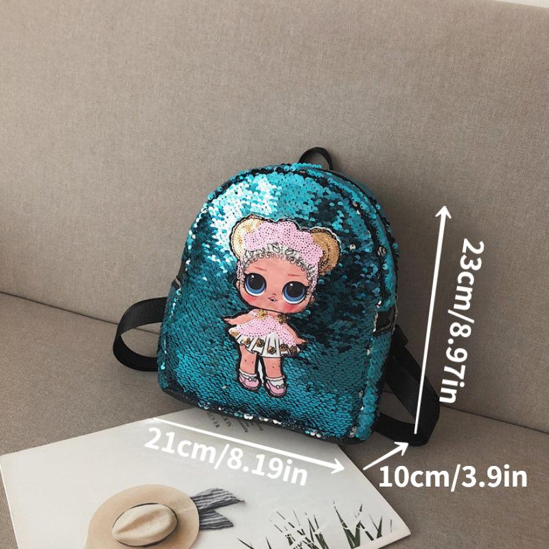 Small Sequin Glitter Backpack PU Leather Lightweight Shoulder Bag