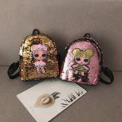 Small Sequin Glitter Backpack PU Leather Lightweight Shoulder Bag