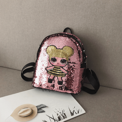 Small Sequin Glitter Backpack PU Leather Lightweight Shoulder Bag
