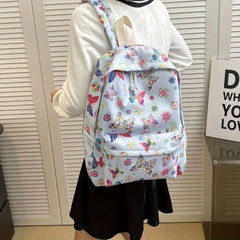 Strawberry Pattern Large Capacity Backpack Nylon Durable Lightweight School