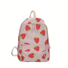 Strawberry Pattern Large Capacity Backpack Nylon Durable Lightweight School