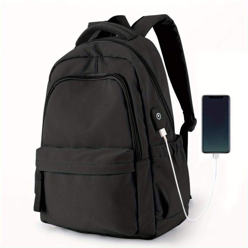 Preppy Style School Backpack Large Capacity Bookbag With USB Charging Port