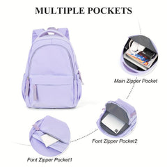 Preppy Style School Backpack Large Capacity Bookbag With USB Charging Port