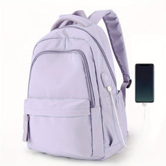 Preppy Style School Backpack Large Capacity Bookbag With USB Charging Port