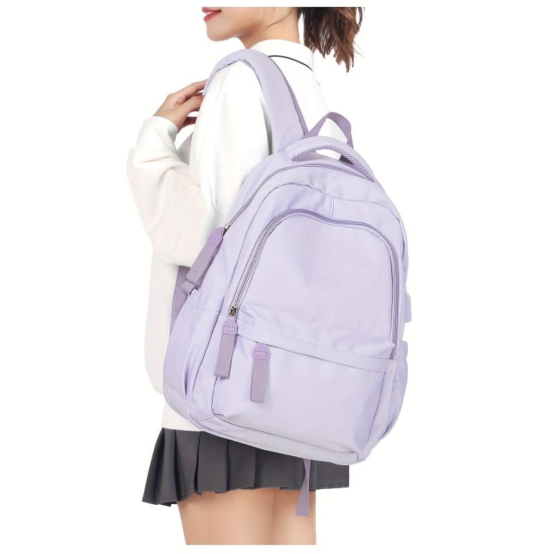 Preppy Style School Backpack Large Capacity Bookbag With USB Charging Port