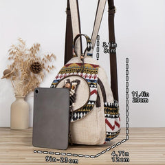 Boho Style Sling Backpack Vintage Fabric Crossbody Bag
