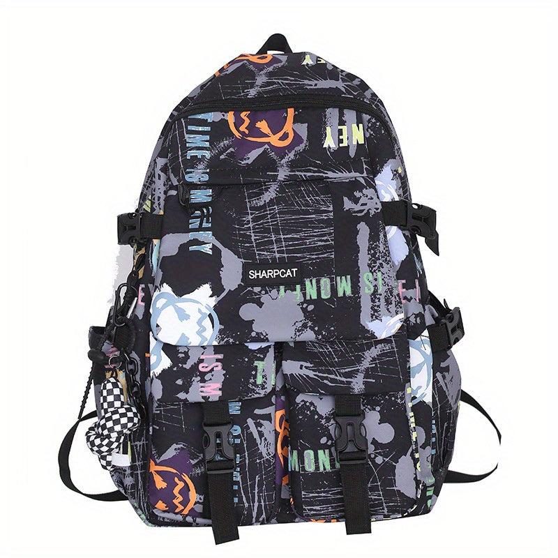 Graffiti Print Laptop Backpack Street Wear Schoolbag