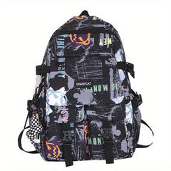 Graffiti Print Laptop Backpack Street Wear Schoolbag