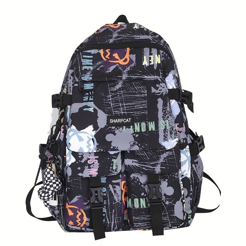 Graffiti Print Laptop Backpack Street Wear Schoolbag