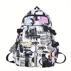 Graffiti Print Laptop Backpack Street Wear Schoolbag