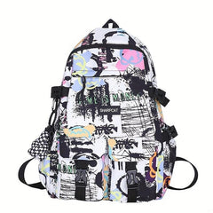 Graffiti Print Laptop Backpack Street Wear Schoolbag