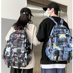 Graffiti Print Laptop Backpack Street Wear Schoolbag