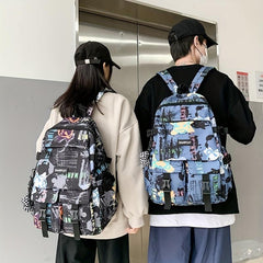 Graffiti Print Laptop Backpack Street Wear Schoolbag