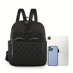 Minimalist Solid Backpack All Match Argyle Pattern Storage Backpack