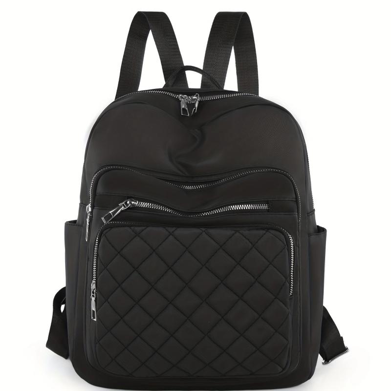 Minimalist Solid Backpack All Match Argyle Pattern Storage Backpack