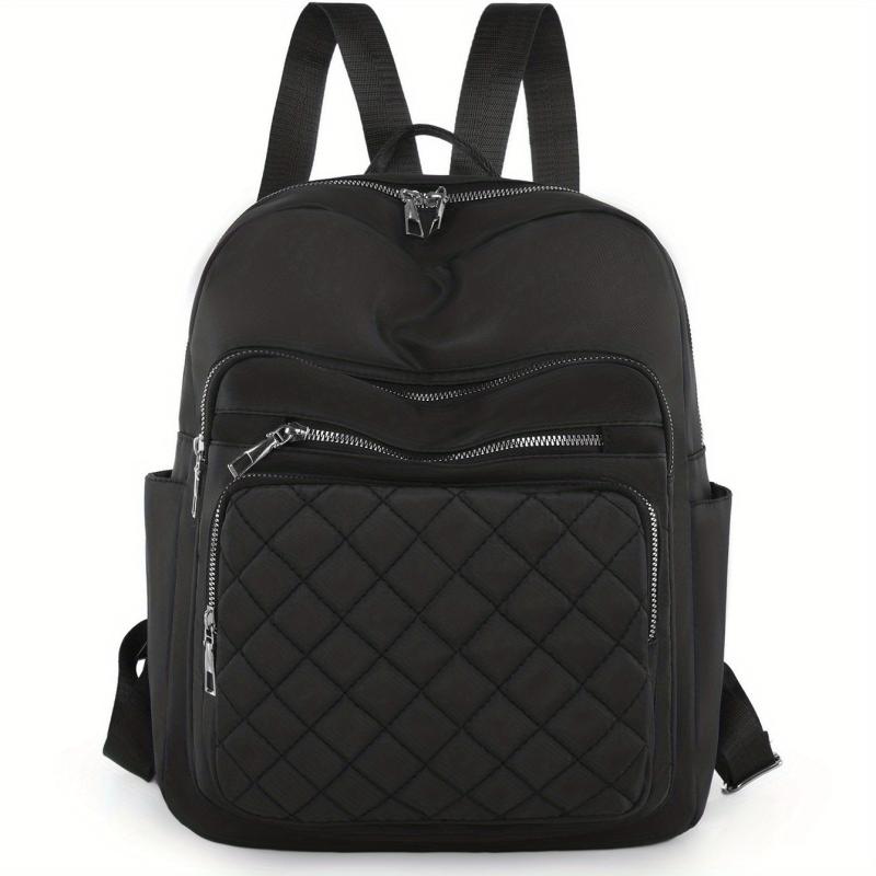 Minimalist Solid Backpack All Match Argyle Pattern Storage Backpack