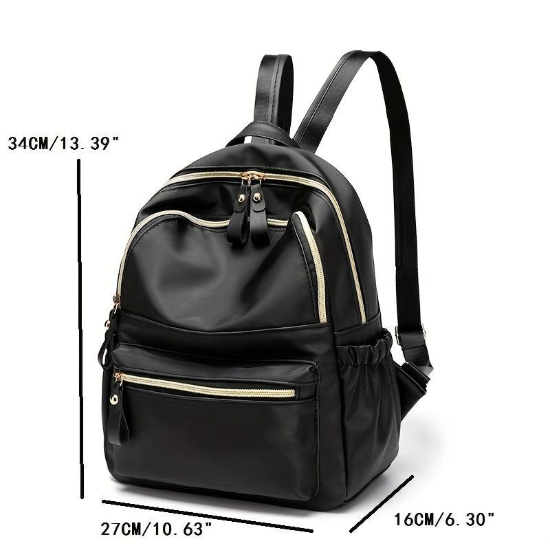 Casual Zipper Backpack Solid Travel Storage Daypack Women's Bag
