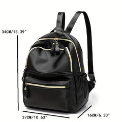Casual Zipper Backpack Solid Travel Storage Daypack Women's Bag