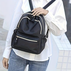 Casual Zipper Backpack Solid Travel Storage Daypack Women's Bag