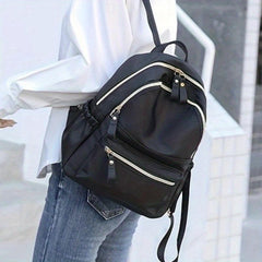 Casual Zipper Backpack Solid Travel Storage Daypack Women's Bag