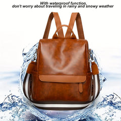 Large Capacity Waterproof Backpack PU Leather Textured