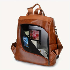 Large Capacity Waterproof Backpack PU Leather Textured