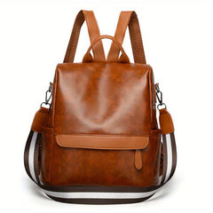 Large Capacity Waterproof Backpack PU Leather Textured