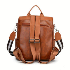Large Capacity Waterproof Backpack PU Leather Textured