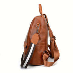 Large Capacity Waterproof Backpack PU Leather Textured