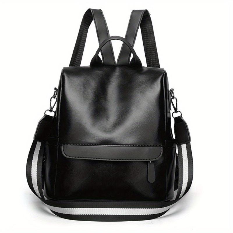 Large Capacity Waterproof Backpack PU Leather Textured