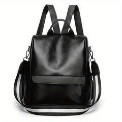 Large Capacity Waterproof Backpack PU Leather Textured