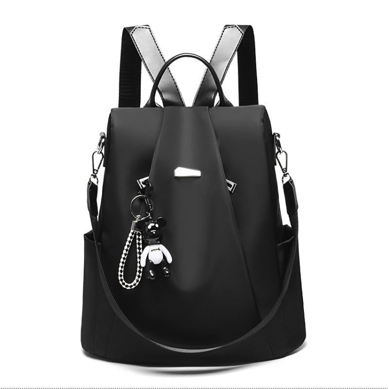 Solid Zipper Backpack Bookbag With Adjustable Strap
