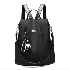Solid Zipper Backpack Bookbag With Adjustable Strap
