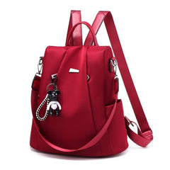 Solid Zipper Backpack Bookbag With Adjustable Strap