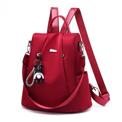 Solid Zipper Backpack Bookbag With Adjustable Strap