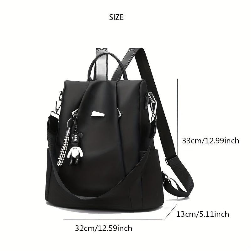 Solid Zipper Backpack Bookbag With Adjustable Strap