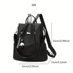 Solid Zipper Backpack Bookbag With Adjustable Strap
