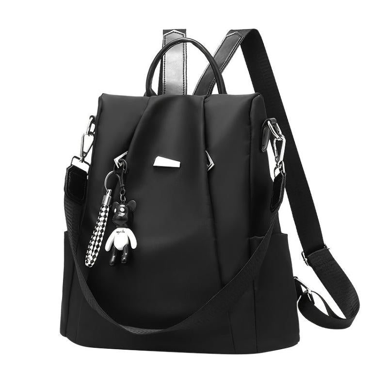Solid Zipper Backpack Bookbag With Adjustable Strap