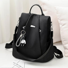 Solid Zipper Backpack Bookbag With Adjustable Strap