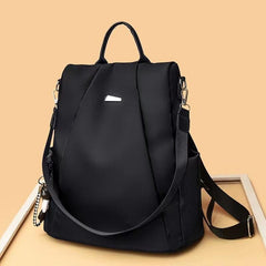 Solid Zipper Backpack Bookbag With Adjustable Strap
