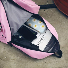 Large Capacity Preppy Backpack Lightweight Nylon Laptop Bag Women's Casual