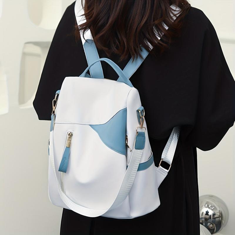 Colorblock Backpack Zipper Daypack Work