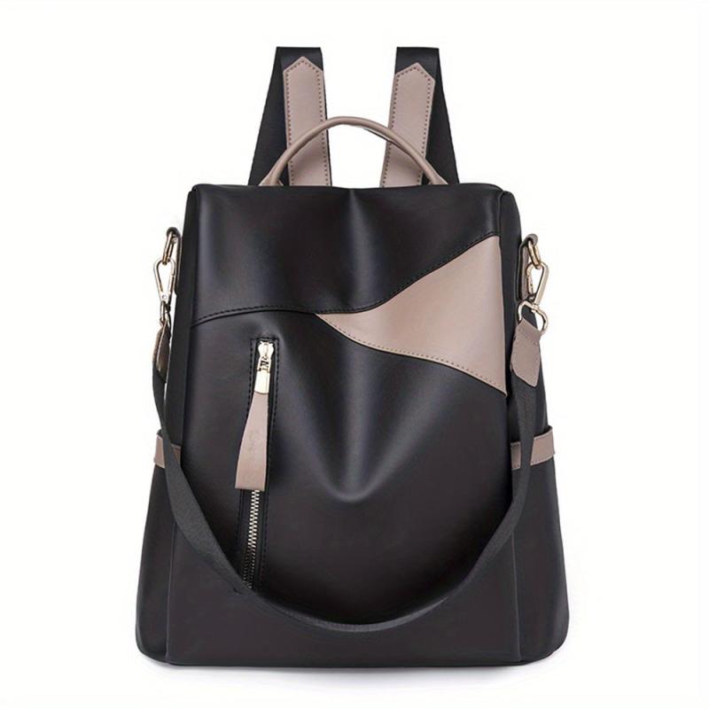 Colorblock Backpack Zipper Daypack Work