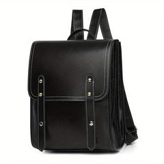 Retro Flap Backpack Anti-theft School Bag PU Leather Daypack Women