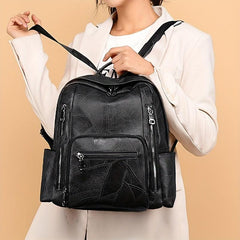 Vintage Solid Backpack Lightweight Zipper Rucksack For Work