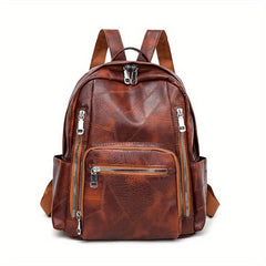 Vintage Solid Backpack Lightweight Zipper Rucksack For Work