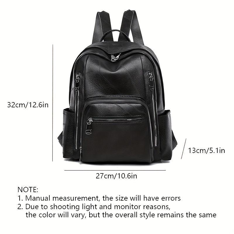 Vintage Solid Backpack Lightweight Zipper Rucksack For Work