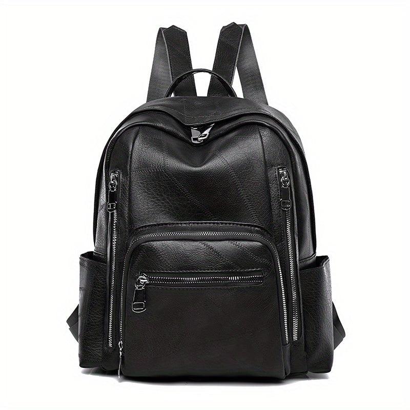 Vintage Solid Backpack Lightweight Zipper Rucksack For Work