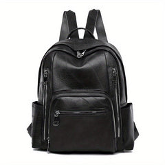 Vintage Solid Backpack Lightweight Zipper Rucksack For Work