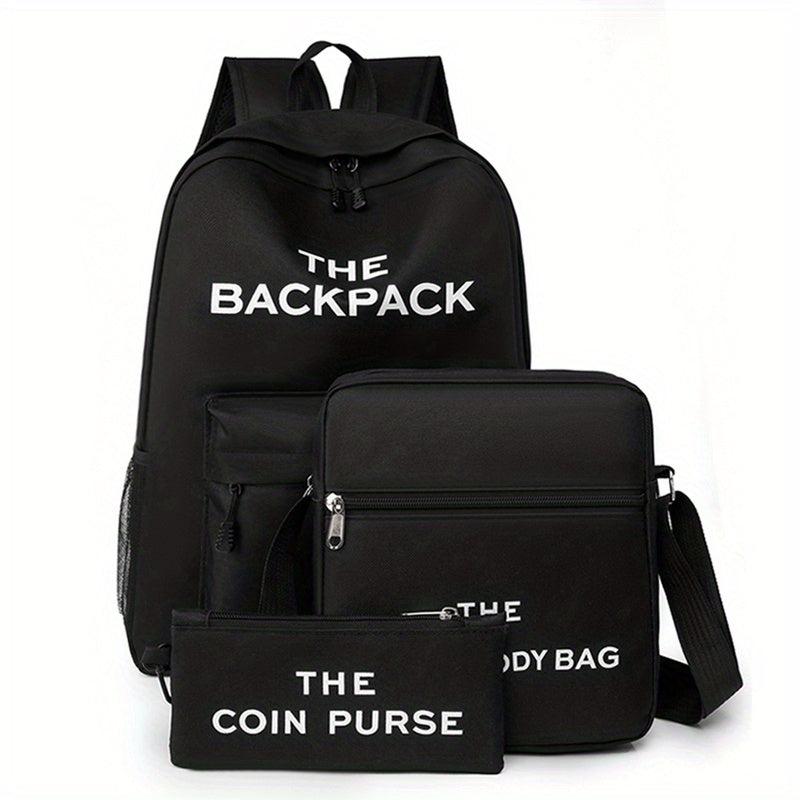 3pcs Large Capacity Backpack Shoulder Bag Clutch Purse Set